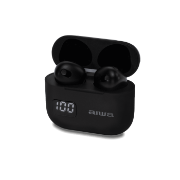 AIWA slušalke TWS, LED ekran, EBTW-100BK, črne