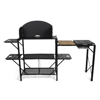 Kamp kuhinja Kampa Slimchef postacljena z raztegnjenimi policami.