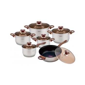 KINGHoff 12 delni set posode - KH 1768, imitacija lesa