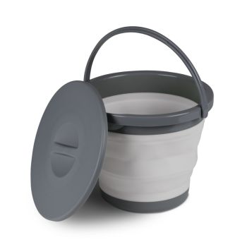 Folding Bucket with Lid 5 L Grey